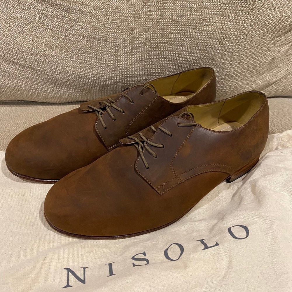 Nisolo Men's Oxford Nubuck Suede Leather Shoes - 11.5, Dark Brown